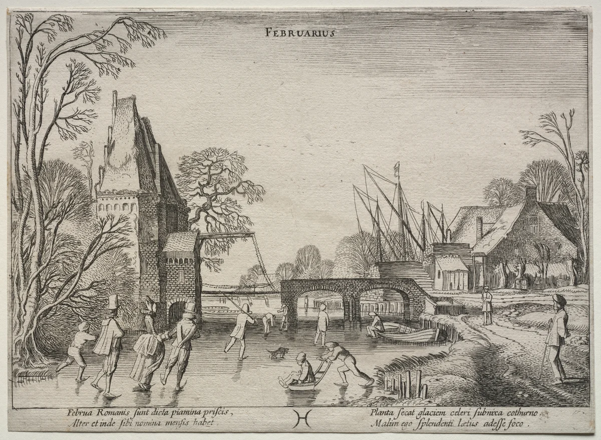 The Twelve Months: February by Jan van de Velde, print, 1608-1618