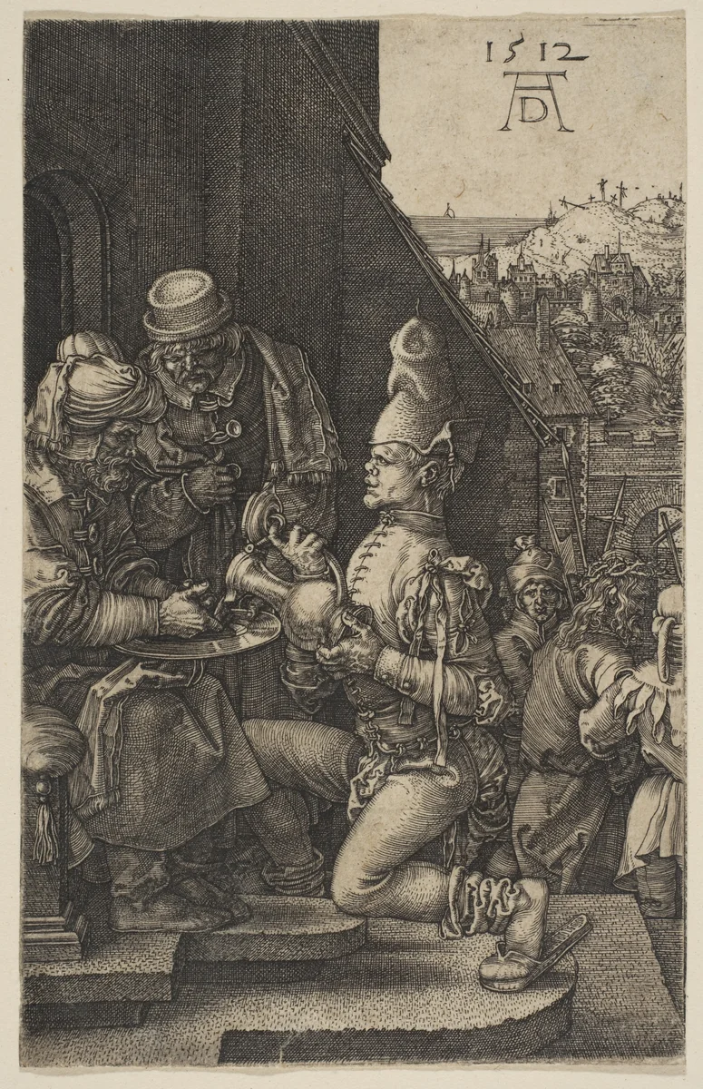 Pilate Washing His Hands, from "The Passion" by Albrecht Dürer, print, 1512