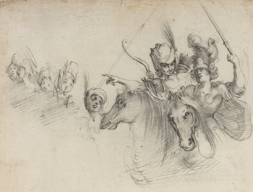 Figures on Horseback [verso] by Jacques Bellange, drawing, 1594-1638