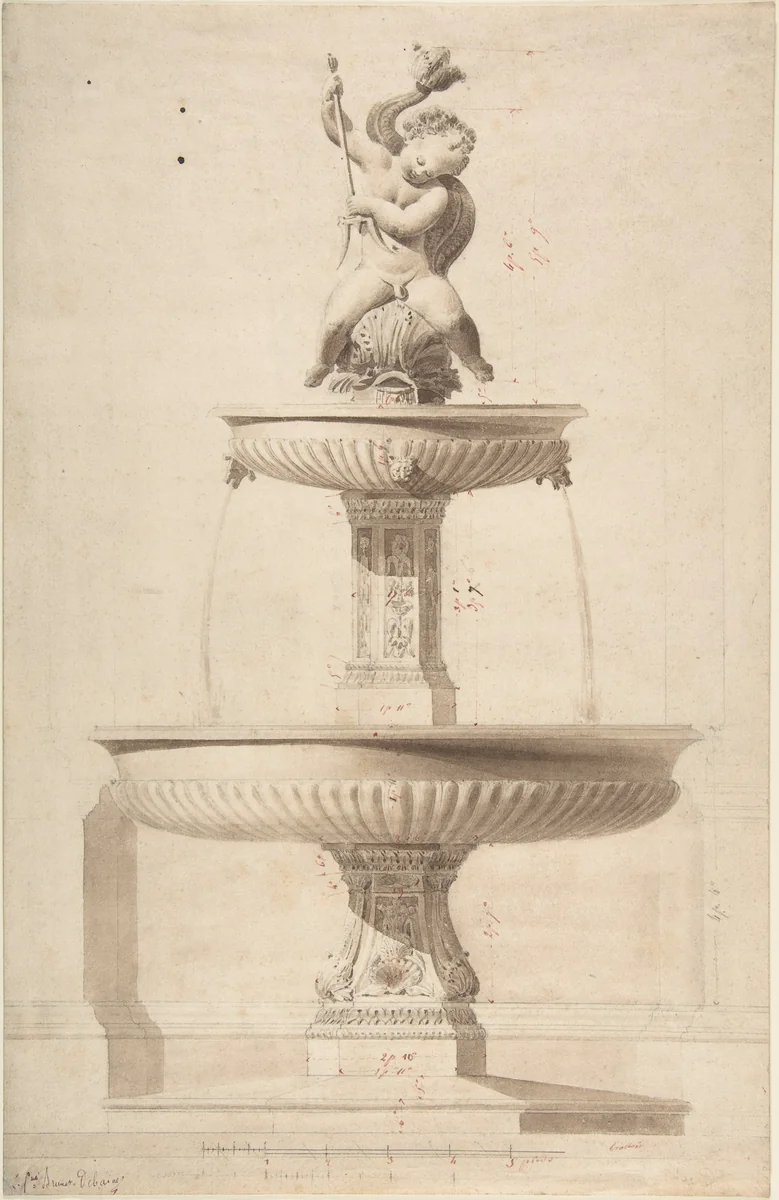 Design for a Fountain by anonymous, drawing, 1800-1899