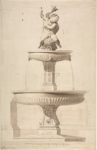 Design for a Fountain by anonymous, drawing, 1800-1899