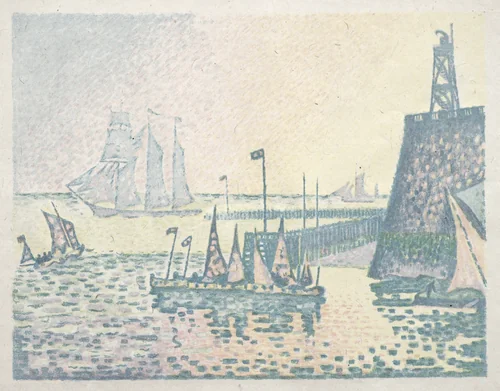 Evening, The Jetty at Vlissingen by Paul Signac, print, 1898