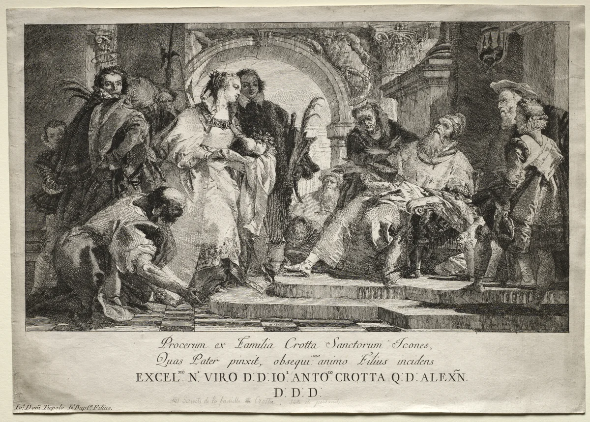 The Saints of the Crotta Family by Giovanni Domenico Tiepolo, print, 1747-1804