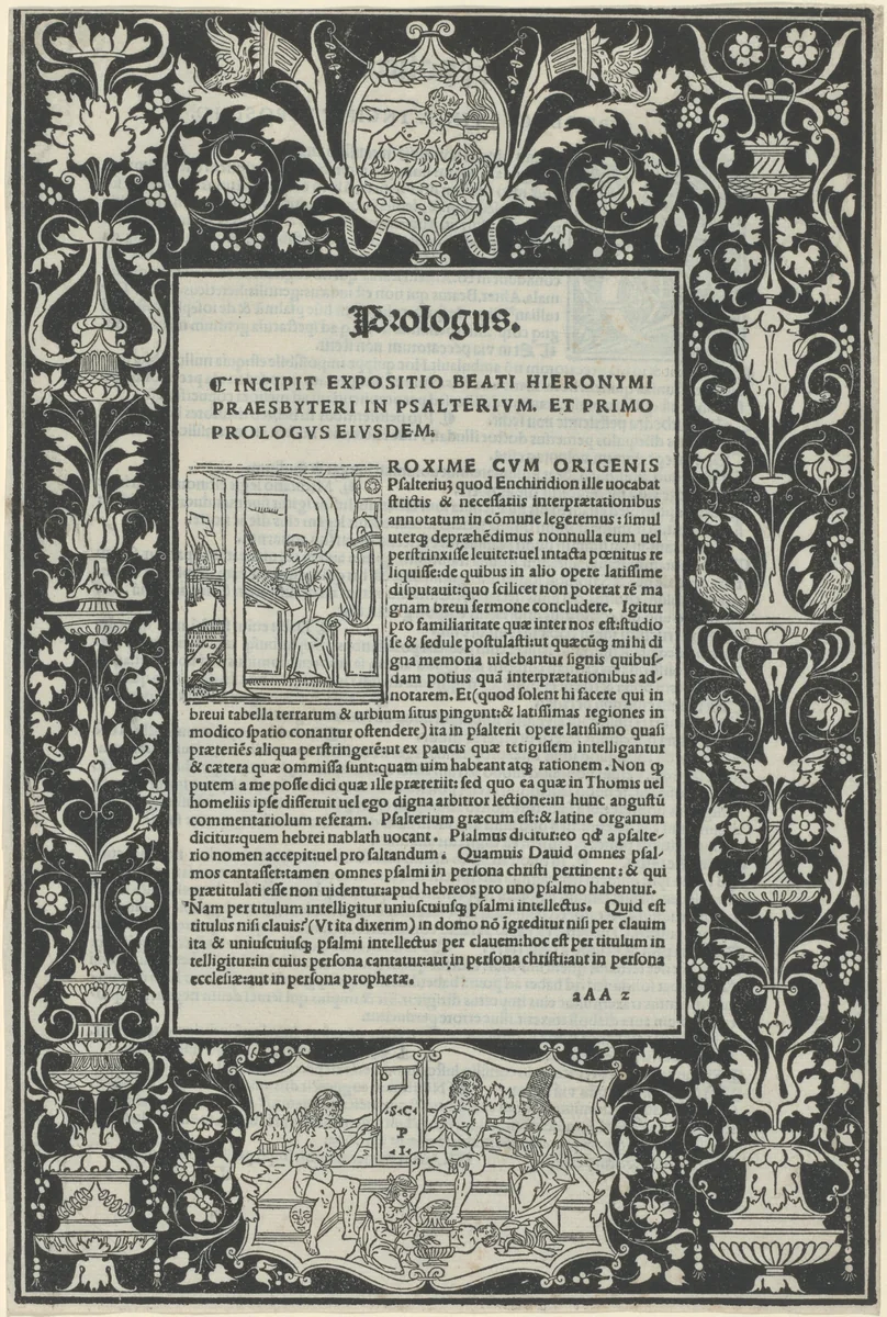 A White Line Border with Two Cartouches: "A Satyr Sacrificing a Ram," and "The Choice of Hercules" by Benedetto Bordon, print, 1497-1498