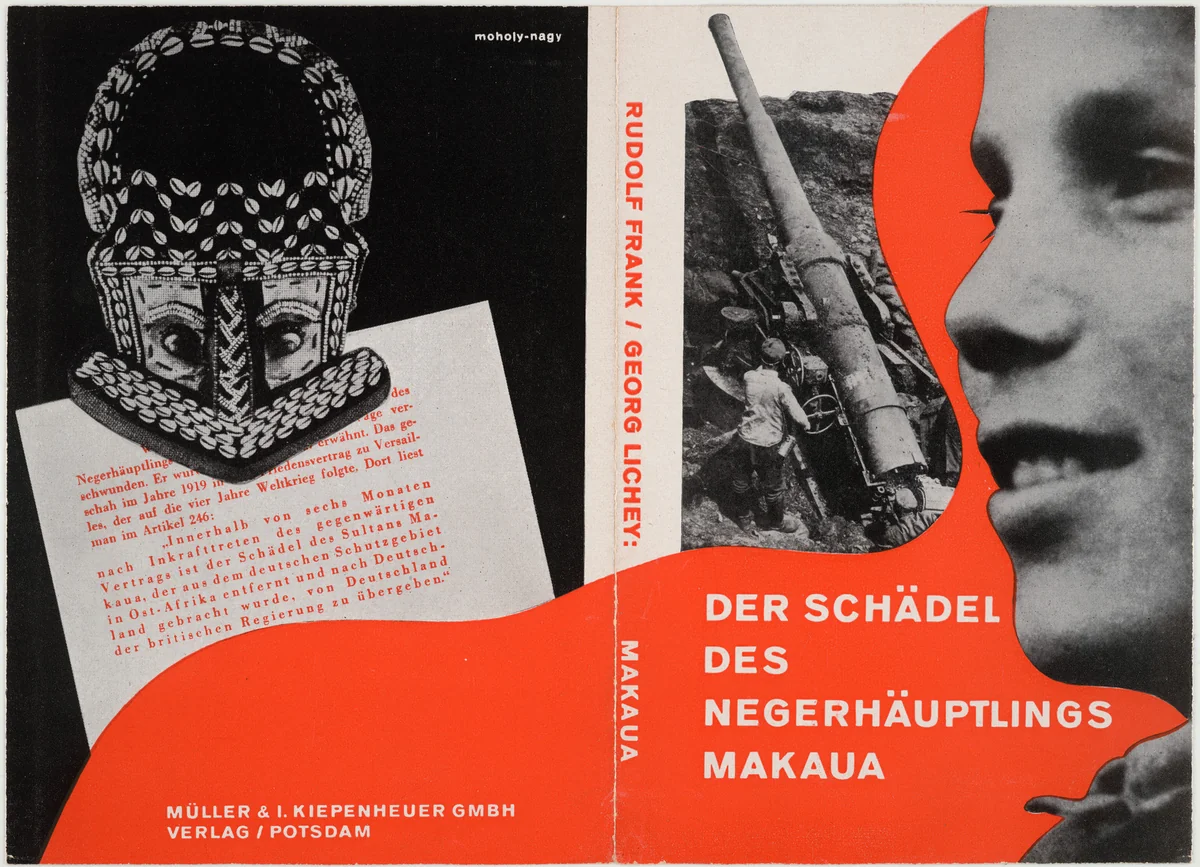 "Der Schädel des Negerhäuptlings Makaua" by Rudolf Frank and Georg Lichey by László Moholy-Nagy, design, 1920