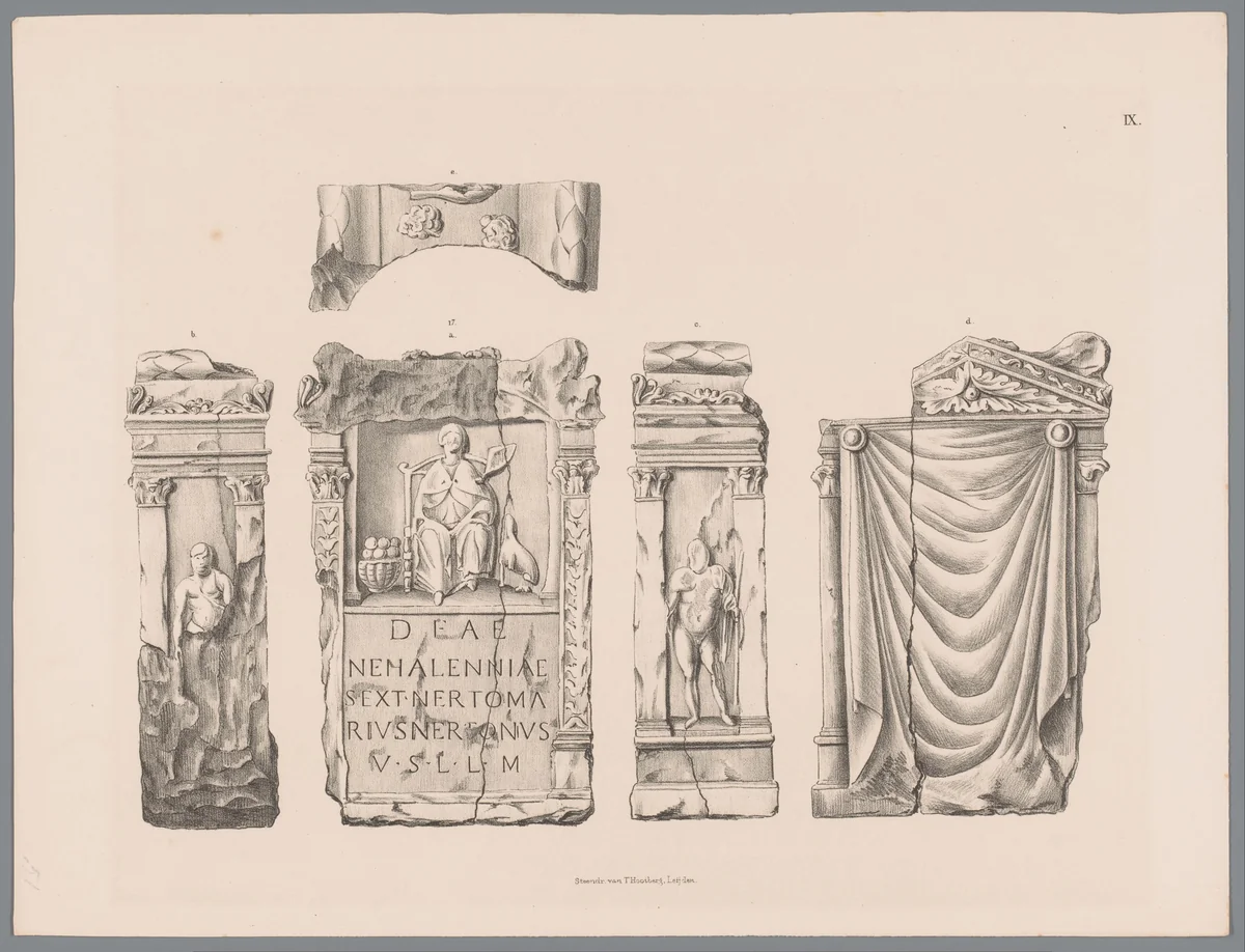 Nehalennia-altaar, pl. 9 by Tiemen Hooiberg, print, 1843-1845