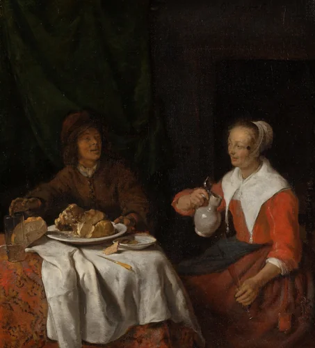 Man and Woman at the Breakfast Table by Gabriël Metsu, painting, 1650-1660