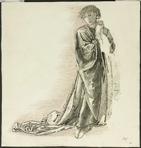 Kneeling Draped Figure by Edward Burne-Jones, drawing, 1860-1875