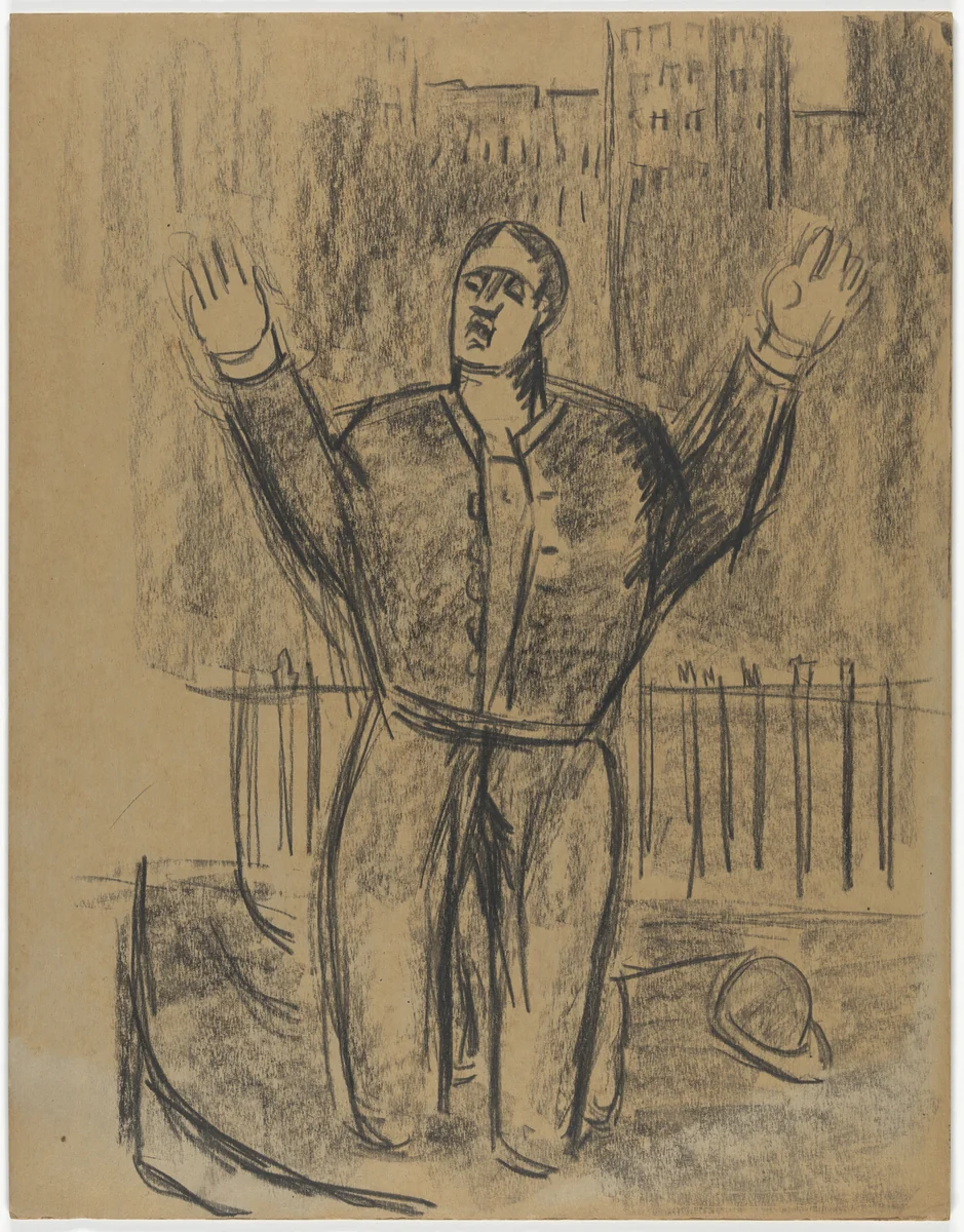 Study for Prayer on Park Avenue by Marsden Hartley, drawing, 1942