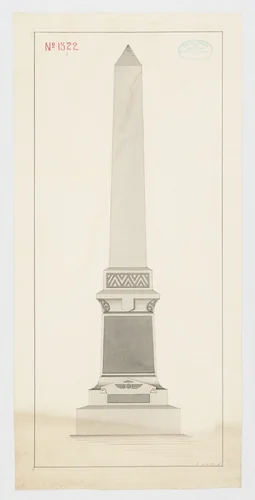 Obelisk Grave Monument, No. 1322 by Alexander Maxwell, drawing, 1840-1880