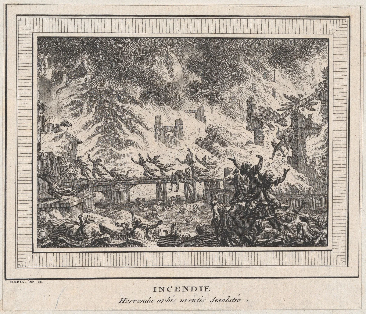 Incendie by Quentin Pierre Chedel, print, 1715-1763