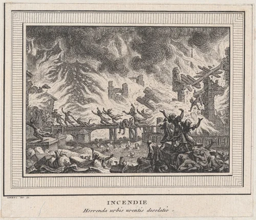Incendie by Quentin Pierre Chedel, print, 1715-1763