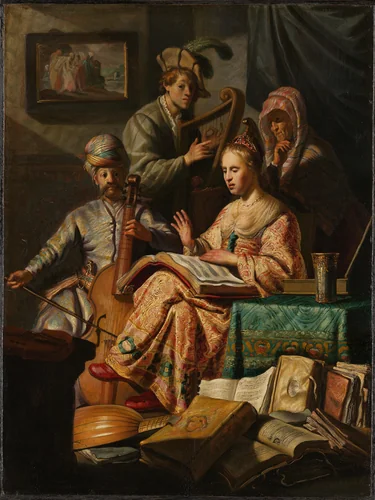 Musical Company by Rembrandt van Rijn, painting, 1626