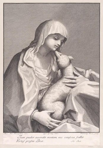 Saint Agnes with a lamb by Violante Vanni, print, 1774