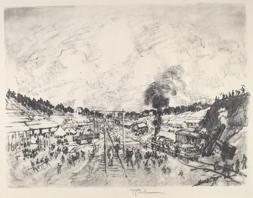 Building the Camp by Joseph Pennell, print, 1917
