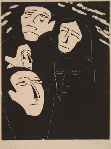 Eavesdropping by Walter Gramatté, print, 1919-1920
