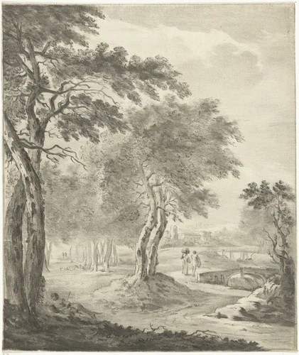 Landschap met jager en hond by Jurriaan Cootwijck, print, 1724-1798