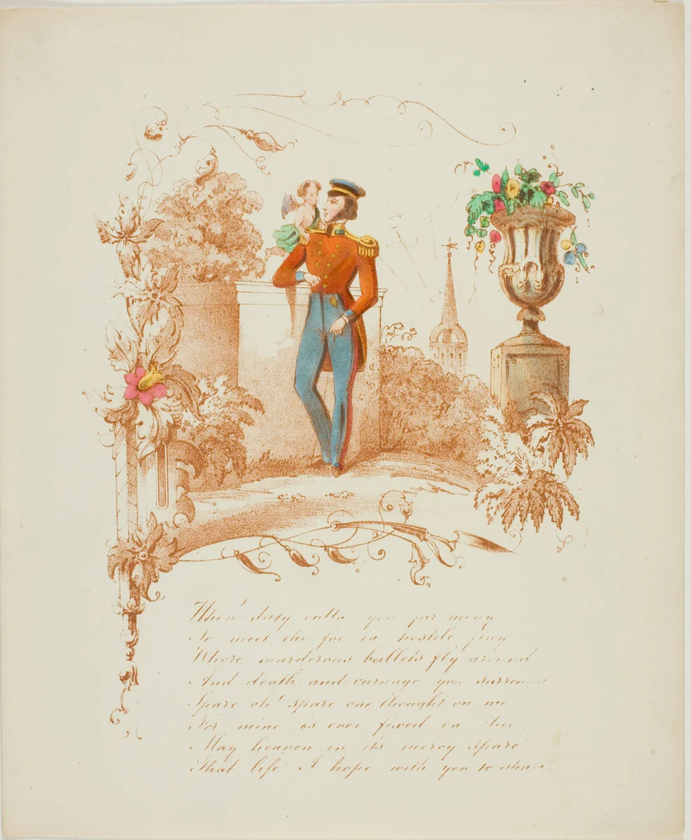 When Duty Calls You Far Away (valentine) by Unknown Artist, other, 1837-1847