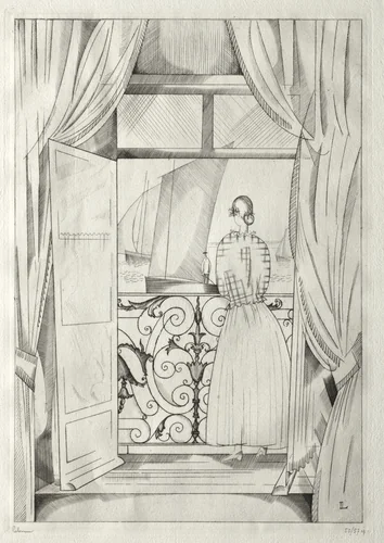The Balcony over the Sea by Jean-Émile Laboureur, print, 1923