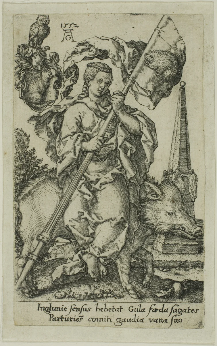 Gluttony, from the Vices by Heinrich Aldegrever, print, 1552