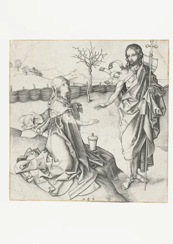 Christus verschijnt aan Maria Magdalena by Unknown, print, 1470-1491