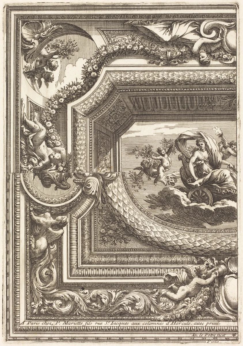 Quarts de plafons by Jean Lepautre, print, 1618-1682