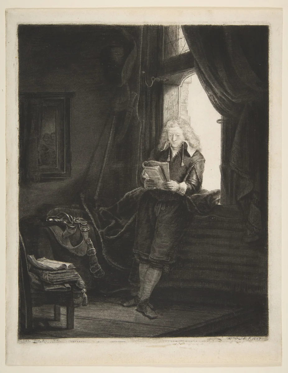 Jan Six by Rembrandt van Rijn, print, 1647