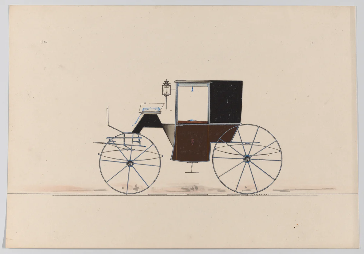 Design for Brougham (unnumbered) by Brewster & Co., drawing, 1865-1875