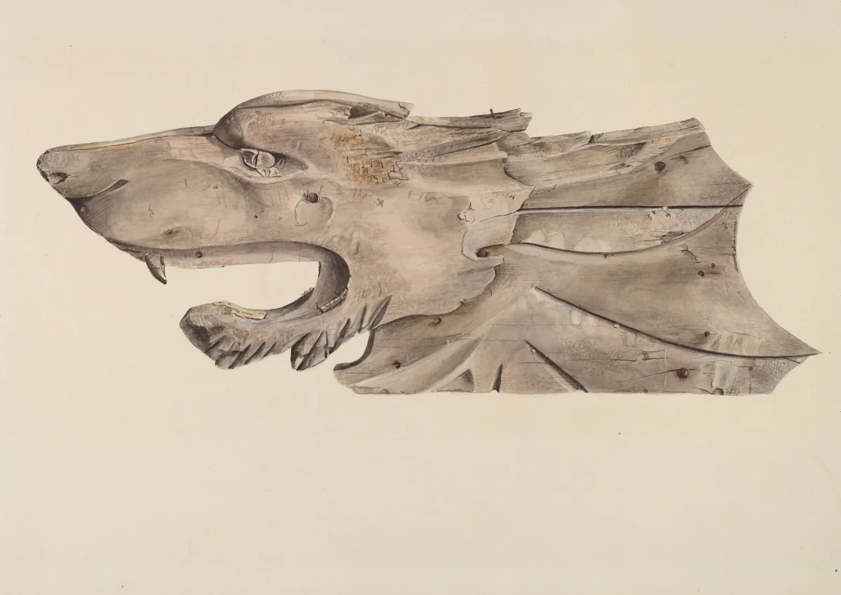 Wolf's Head by Harry King, index of american design, 1939