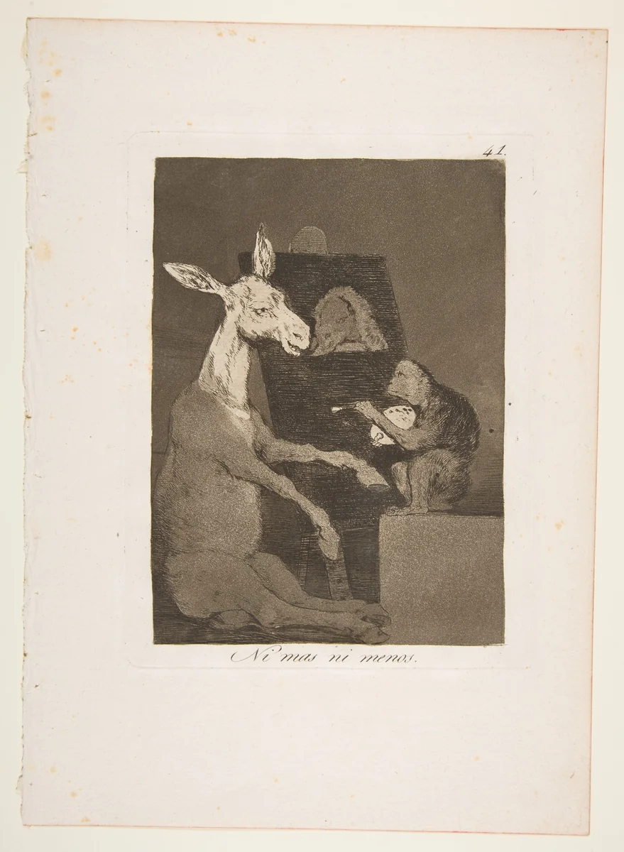 Plate 41 from "Los Caprichos": Neither more nor less (Ni mas ni menos) by Goya, print, 1799