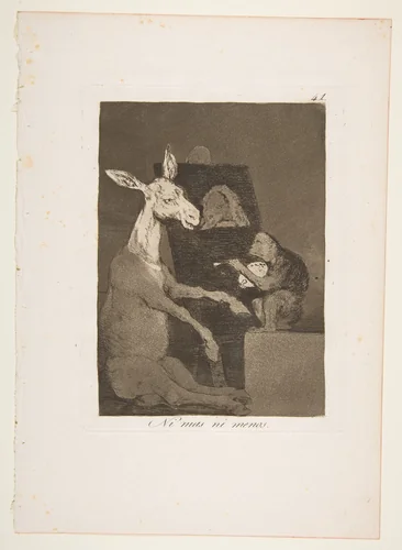 Plate 41 from "Los Caprichos": Neither more nor less (Ni mas ni menos) by Goya, print, 1799