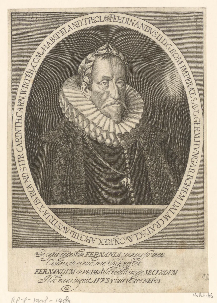 Portret van keizer Ferdinand II by Wolfgang Kilian, print, 1619-1662