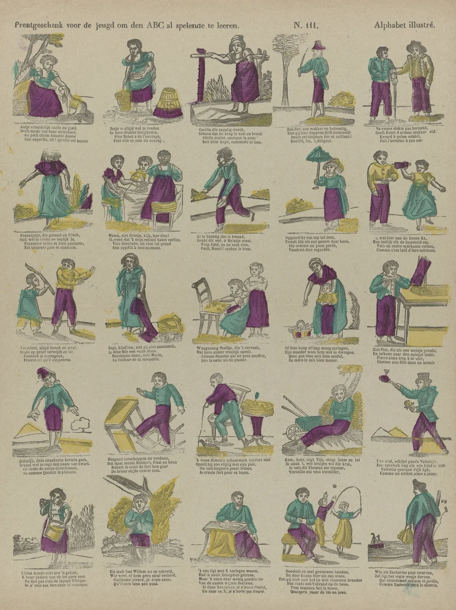 Prentgeschenk voor de jeugd om den ABC al spelende te leeren / Alphabet illustré by Philippus Jacobus Brepols, print, 1800-1833