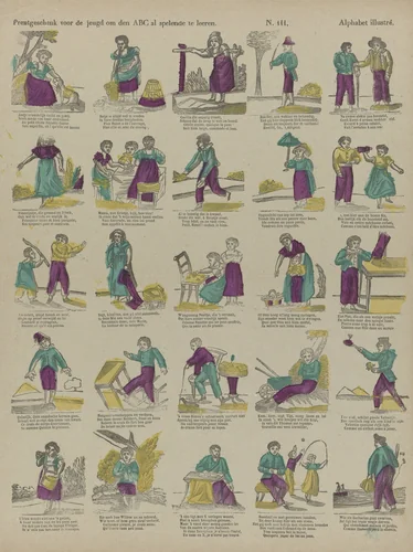 Prentgeschenk voor de jeugd om den ABC al spelende te leeren / Alphabet illustré by Philippus Jacobus Brepols, print, 1800-1833