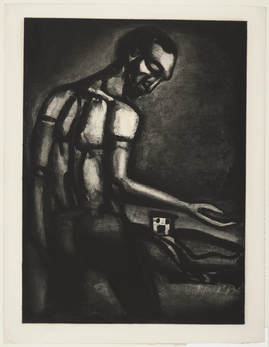 In So Many Different Ways, The Noble Vocation of Sowing Hostile Land (En tant d'ordres divers le beau métier d'ensemencer une terre hostile), plate XXII from Miserere by Georges Rouault, illustrated book, 1926