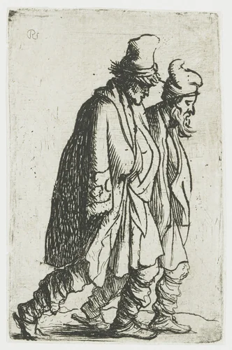 Twee bedelaars by Rembrandt van Rijn, print, 1629