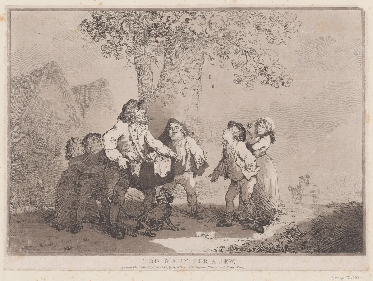 Too Many for a Jew by Thomas Rowlandson, print, 1785