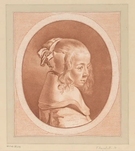 Portret van een onbekend meisje by Vincenzo Vangelisti, print, 1738-1798
