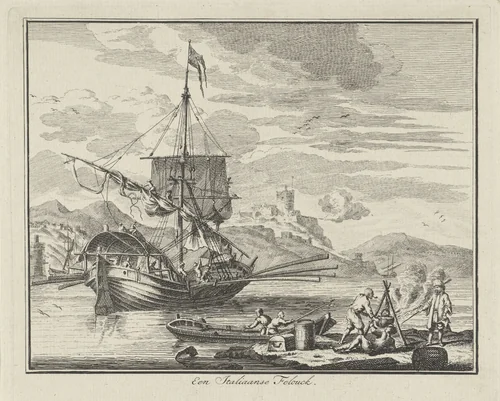 Feloek in een baai by Adolf van der Laan, print, 1694-1755