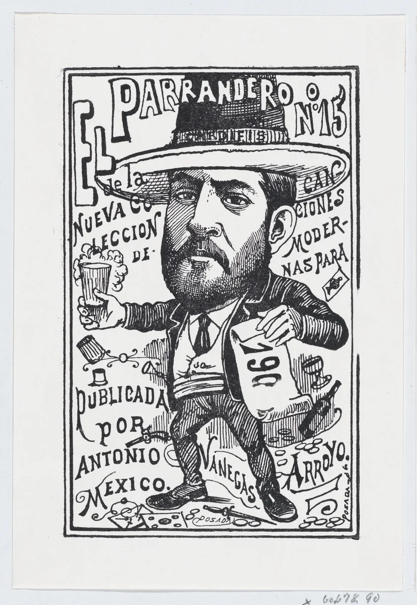 A vendor of a new collection of songs by José Guadalupe Posada, print, 1880-1913