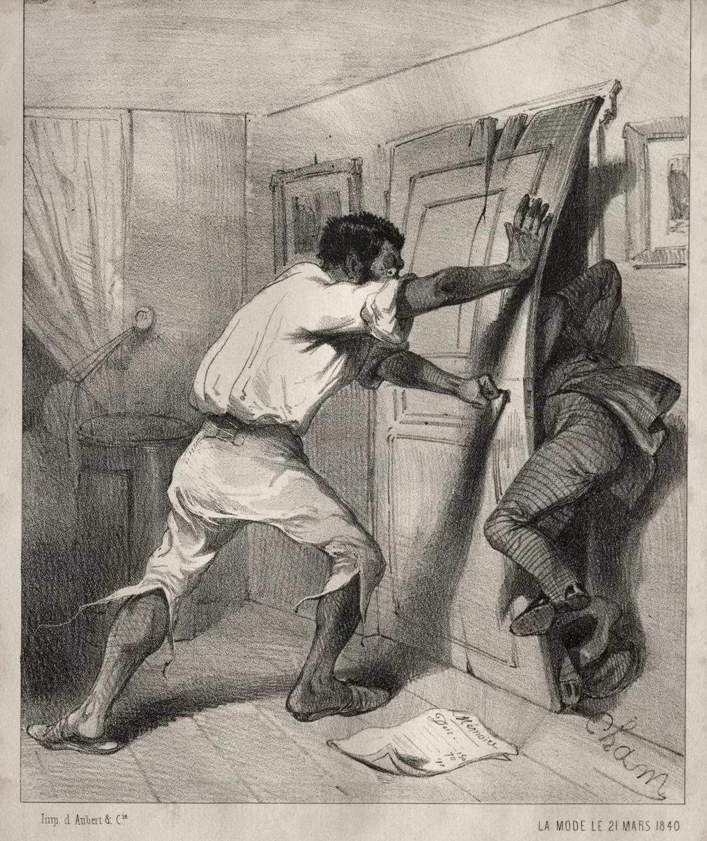 Un Créancier trop pressé by Cham, print, 1840