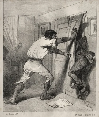Un Créancier trop pressé by Cham, print, 1840