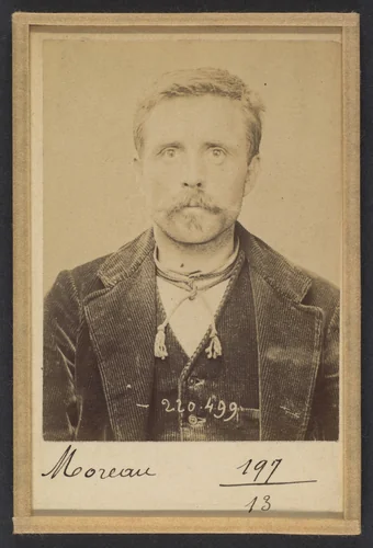Moreau. Louis. 40 ans, né le 22/10/53 à Villiers (Nièvre). Tailleur de pierre. Anarchiste. 2/7/94. by Alphonse Bertillon, photograph, 1894
