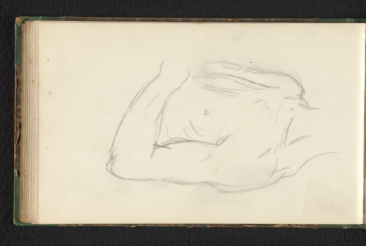 Mannentorso by Jan Bedijs Tom, drawing, 1823-1894