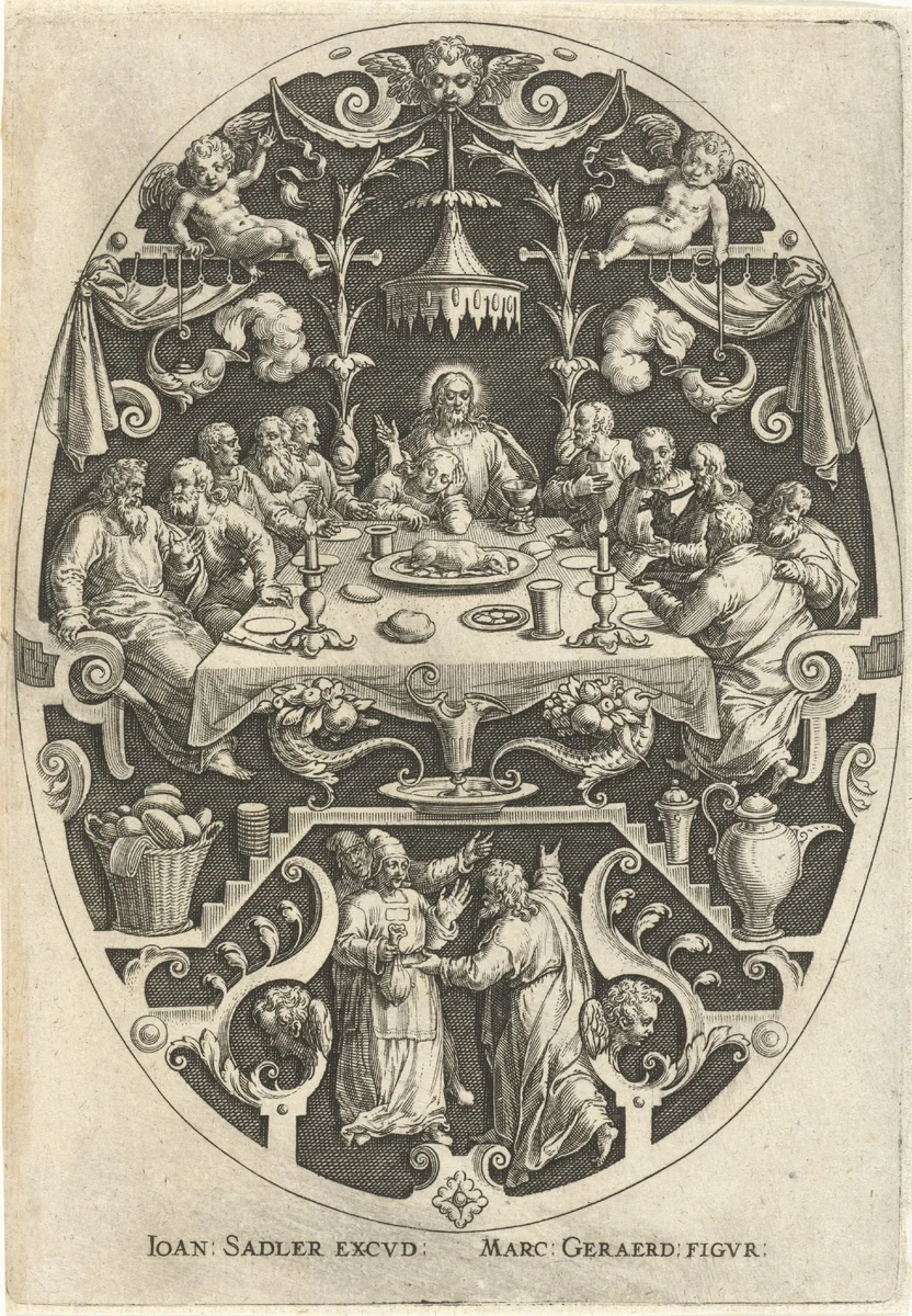 Laatste Avondmaal by Johann Sadeler, print, 1560-1600
