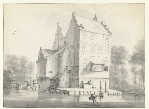 View of Kasteel Oudaan by Roelant Roghman, drawing, 1646-1647