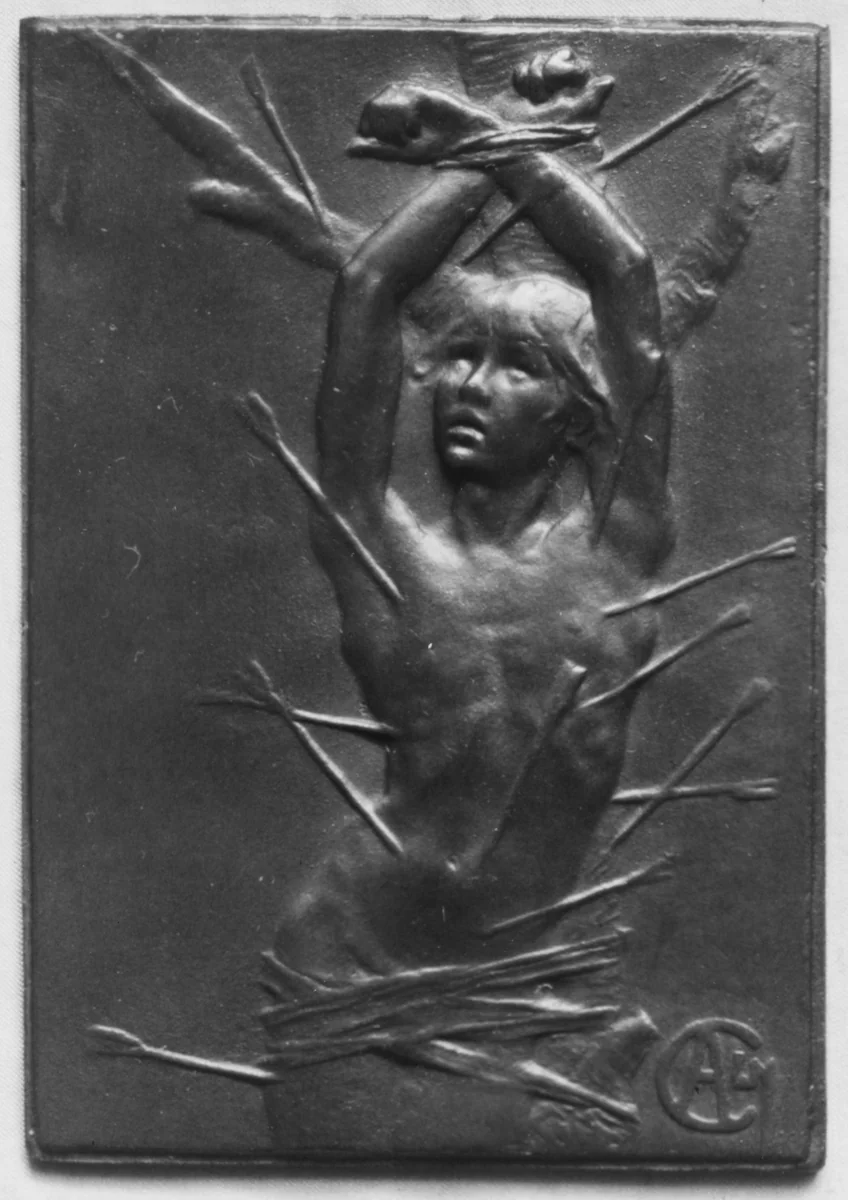 Martydom of Saint Sebastian by Alexandre-Louis-Marie Charpentier, metalwork, 1796-1896