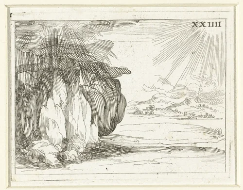 Zon en regen by Jacques Callot, print, 1625-1629