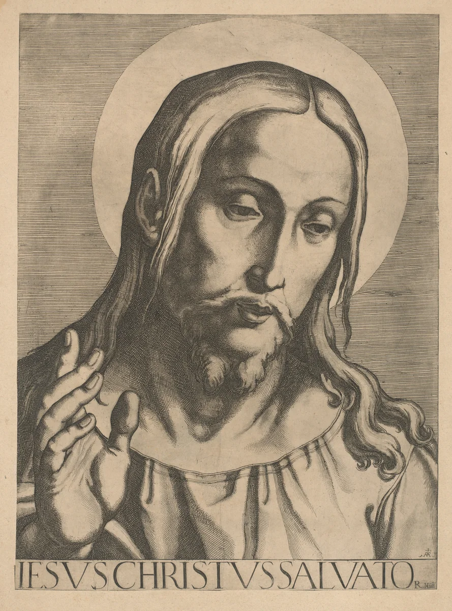 Bust of Christ by Raffaello Schiaminossi, print, 1606-1607