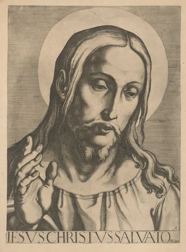 Bust of Christ by Raffaello Schiaminossi, print, 1606-1607